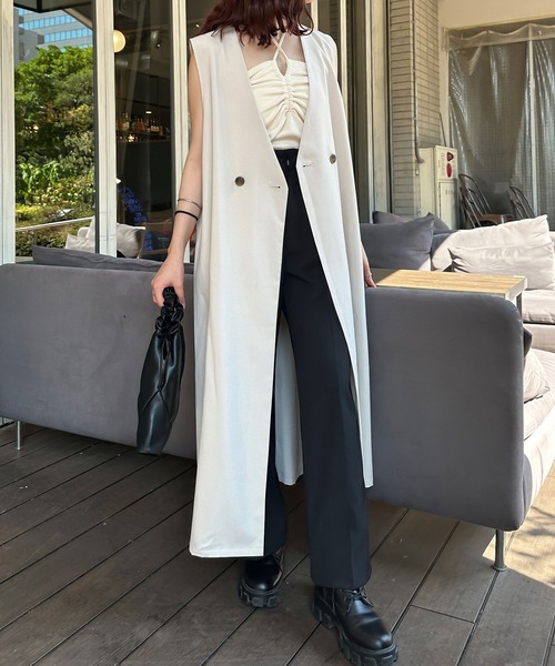 Ambre Ciel(アンブルシエル)の「2wayリネンライクロングジレ/WEB/EC限定商品(ベスト・レディース・アイボリー/ブラック・FREE)」の14枚目の写真
