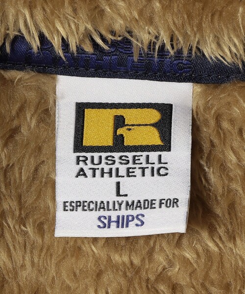 【セール】*【SHIPS別注】RUSSELL ATHLETIC: シャギーフリース ハーフジップ プルオーバー（スウェット）｜Russell Athletic（ラッセルアスレティック）