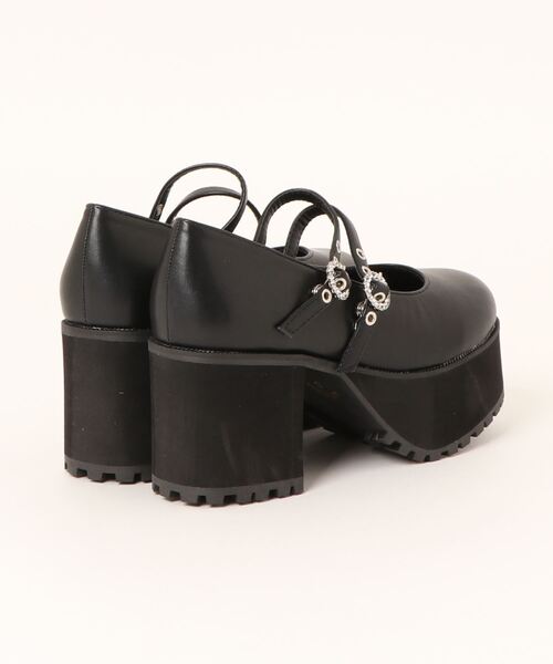 attagirl（アタガール）の「厚底ダブルストラップドレスシューズ（パンプス・レディース・ブラック/ブラック系その他/ホワイト・LL/S/M/L）」の4枚目の写真