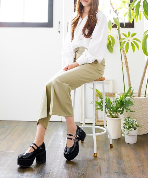 attagirl（アタガール）の「厚底ダブルストラップドレスシューズ（パンプス・レディース・ブラック/ブラック系その他/ホワイト・LL/S/M/L）」の13枚目の写真