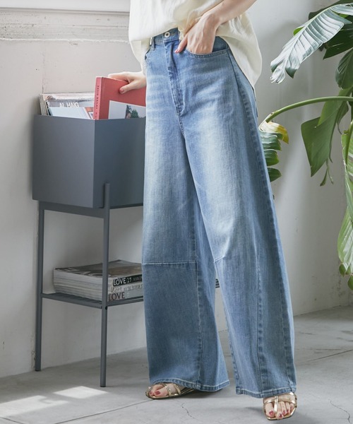 Doux Archives カーブワイドデニムパンツ　人気商品　ブラック　黒 ドゥ アルシーヴ DOUX ARCHIVES カーブワイドデニムパンツ （BLK）