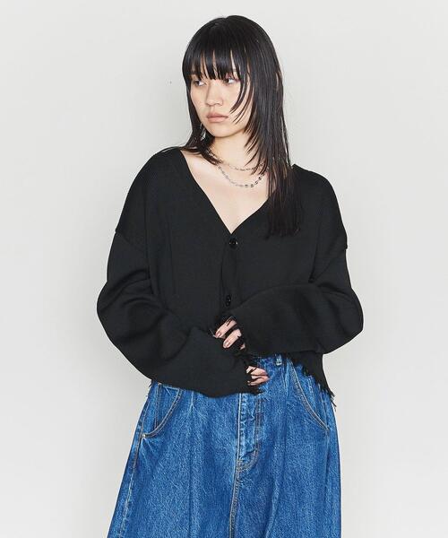 ASTRAET クラッシュ リブ Vネックカーディガン ASTRAET カーディガン 「ASTRAET」クラッシュ リブ Vネック
