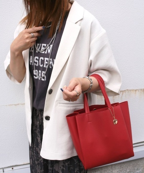 ikka(イッカ)の「【雑誌InRed11月号掲載】GOKU楽PU三層ミニトートバッグ(トートバッグ・レディース・ブラック/ベージュ/グリーン/ピンク/グレー/オフホワイト/イエロー/ブラウン/ライトグレー/キャメル/シルバー系/レッド/グリーン系・FREE)」の12枚目の写真