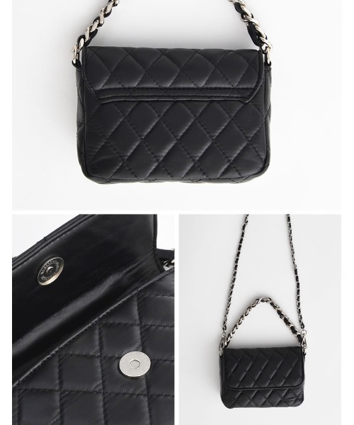 Re:EDIT（リエディ）の「[神山まりあさん着用][BAG COLLECTION]2WAYキルティングチェーンバッグ（ハンドバッグ・レディース・ベージュ/シルバー/ブラック・FREE）」の7枚目の写真