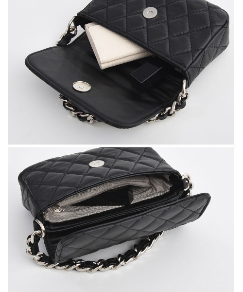 Re:EDIT（リエディ）の「[神山まりあさん着用][BAG COLLECTION]2WAYキルティングチェーンバッグ（ハンドバッグ・レディース・ベージュ/シルバー/ブラック・FREE）」の9枚目の写真