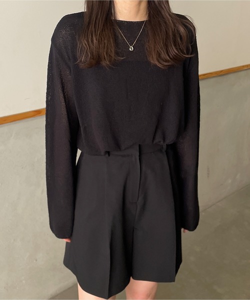 LE MORE（リモア）の「【リバイバルアイテム！！】ボートネックシアーニットプルオーバー（ニット/セーター・レディース・ベージュ/アイボリー/ピンク/ブラック・FREE）」の16枚目の写真