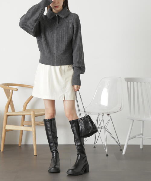 FREE'S MART（フリーズマート）の「◆合皮ミニスカート（スカート・レディース・ホワイト/ブラック・SMALL/MEDIUM）」の19枚目の写真