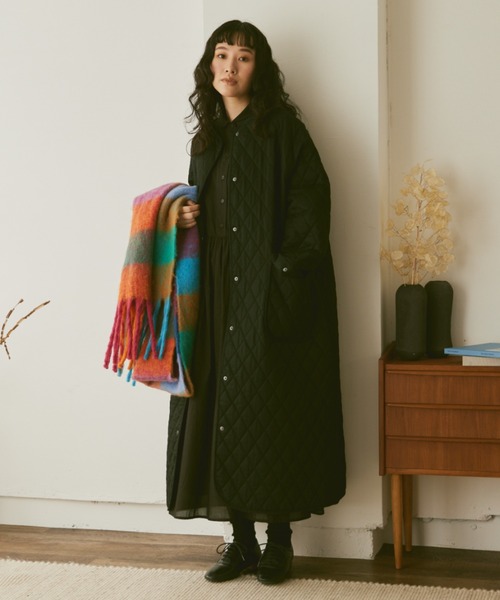 Libra Cue（リブラ キュー）の「モヘアタッチチェックストール（マフラー・レディース・マルチ/ブラック・FREE）」の14枚目の写真