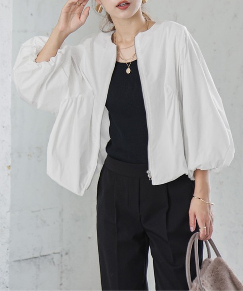 AMELY（エミリー）の「ノーカラーギャザーブルゾン（ブルゾン）」 - WEAR