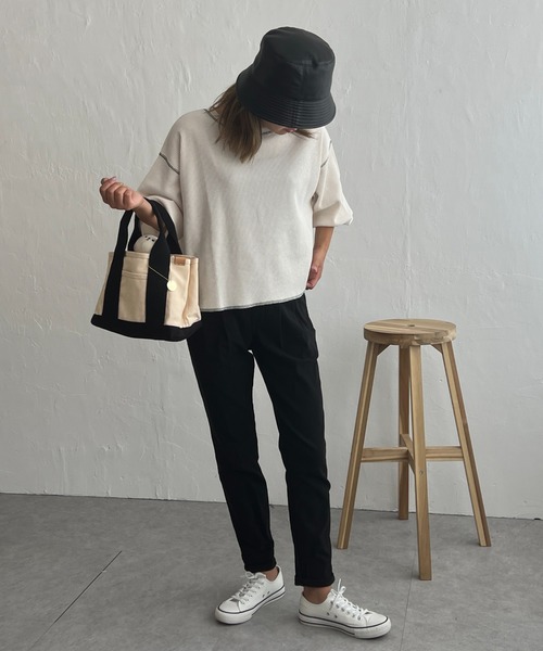 LBC(エルビーシー)の「【伸びる美脚パンツ】プチプラテーパードパンツ(その他パンツ・レディース・モーブ系/キャメル/ブラック/ネイビー/オフホワイト・S/L/M)」の7枚目の写真