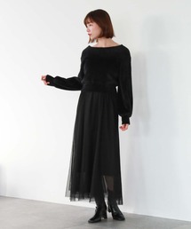 archives | フェザーオフショルニット×チュールキャミOP　SET(ワンピース)