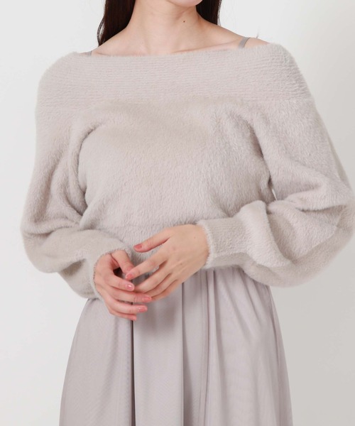 archives(アルシーヴ)の「フェザーオフショルニット×チュールキャミOP SET(ワンピース・レディース・アイボリー/ブラック/グレー・MEDIUM)」の16枚目の写真