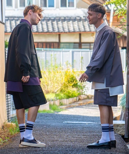 masterkey(マスターキー)の「mj9674-PINSTOLS シャツジャケット(ノーカラージャケット・メンズ・ブラック/グレー・1/2)」の19枚目の写真