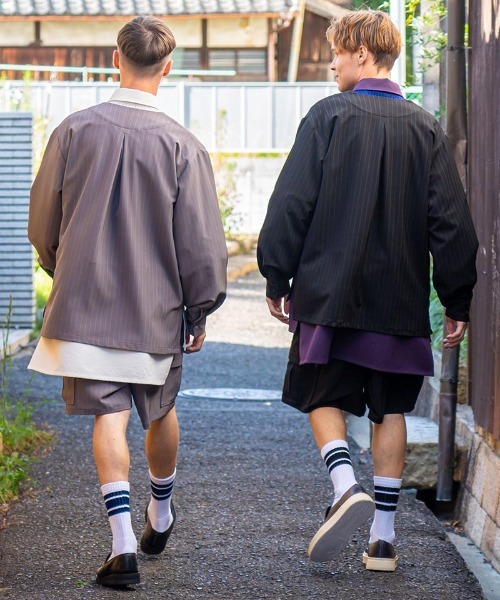 masterkey(マスターキー)の「mj9674-PINSTOLS シャツジャケット(ノーカラージャケット・メンズ・ブラック/グレー・1/2)」の20枚目の写真