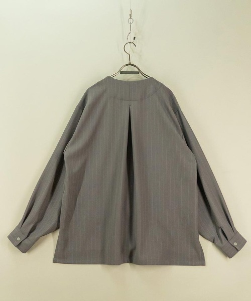 masterkey(マスターキー)の「mj9674-PINSTOLS シャツジャケット(ノーカラージャケット・メンズ・ブラック/グレー・1/2)」の9枚目の写真