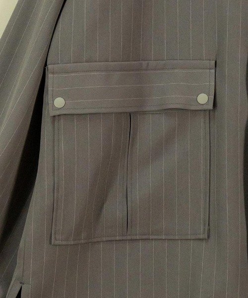 masterkey(マスターキー)の「mj9674-PINSTOLS シャツジャケット(ノーカラージャケット・メンズ・ブラック/グレー・1/2)」の10枚目の写真