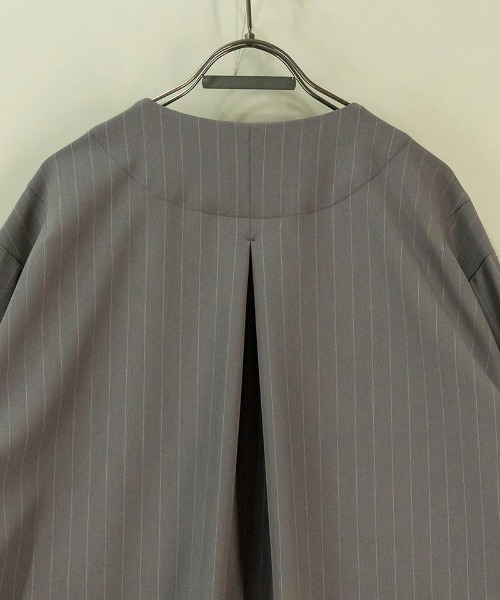 masterkey(マスターキー)の「mj9674-PINSTOLS シャツジャケット(ノーカラージャケット・メンズ・ブラック/グレー・1/2)」の11枚目の写真