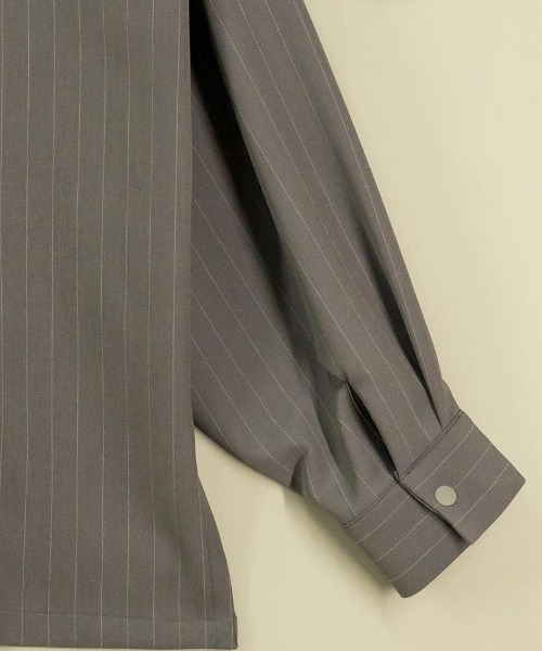 masterkey(マスターキー)の「mj9674-PINSTOLS シャツジャケット(ノーカラージャケット・メンズ・ブラック/グレー・1/2)」の12枚目の写真