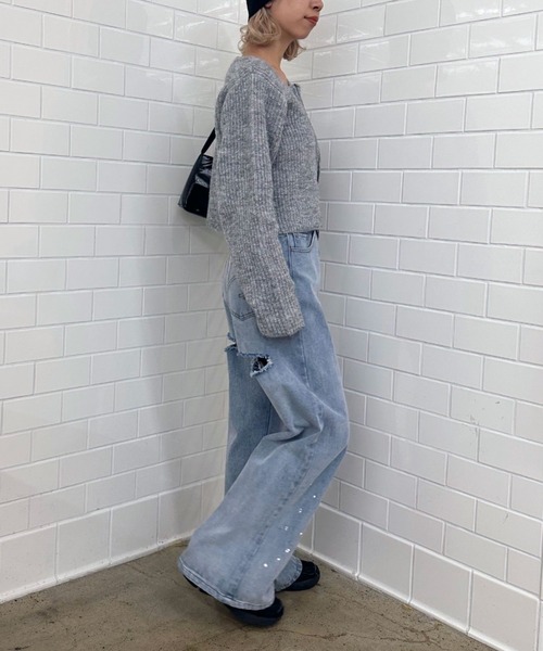 CIAOPANIC（チャオパニック）の「ダブルジップショートローゲージニットカーディガン（ニット/セーター・レディース・グレー/ブルー/ホワイト・FREE）」の21枚目の写真