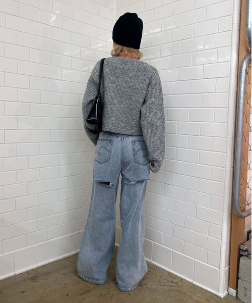 CIAOPANIC（チャオパニック）の「ダブルジップショートローゲージニットカーディガン（ニット/セーター・レディース・グレー/ブルー/ホワイト・FREE）」の22枚目の写真