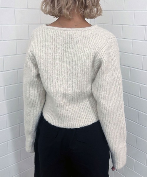 CIAOPANIC（チャオパニック）の「ダブルジップショートローゲージニットカーディガン（ニット/セーター・レディース・グレー/ブルー/ホワイト・FREE）」の15枚目の写真