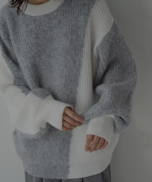 hellam（へラム）の「バイカラークルーネックニット（ニット