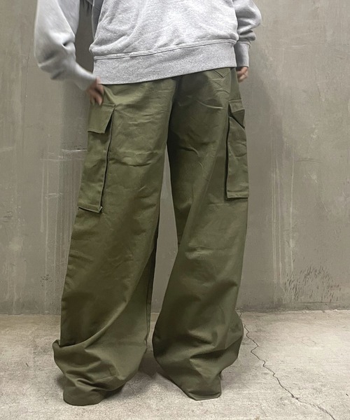 COMON+(コモンプラス)の「ストレート ワイドシルエットミリタリー カーゴパンツ(カーゴパンツ・レディース・カーキ・M/S)」の9枚目の写真