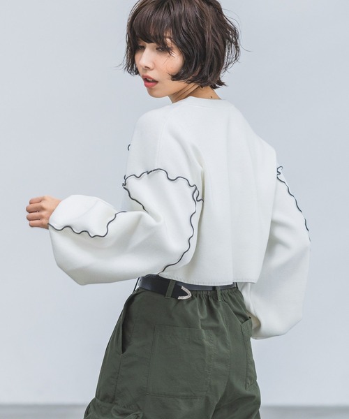 PAGEBOY(ページボーイ)の「ハイショクメローショートカーディガン(カーディガン/ボレロ・レディース・パープル系その他/オフホワイト/ブラック・FREE)」の6枚目の写真