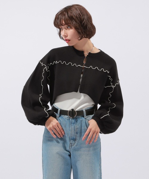 PAGEBOY(ページボーイ)の「ハイショクメローショートカーディガン(カーディガン/ボレロ・レディース・パープル系その他/オフホワイト/ブラック・FREE)」の10枚目の写真