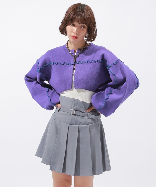 PAGEBOY(ページボーイ)の「ハイショクメローショートカーディガン(カーディガン/ボレロ・レディース・パープル系その他/オフホワイト/ブラック・FREE)」の13枚目の写真