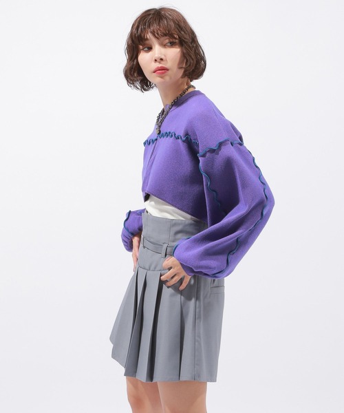 PAGEBOY(ページボーイ)の「ハイショクメローショートカーディガン(カーディガン/ボレロ・レディース・パープル系その他/オフホワイト/ブラック・FREE)」の14枚目の写真