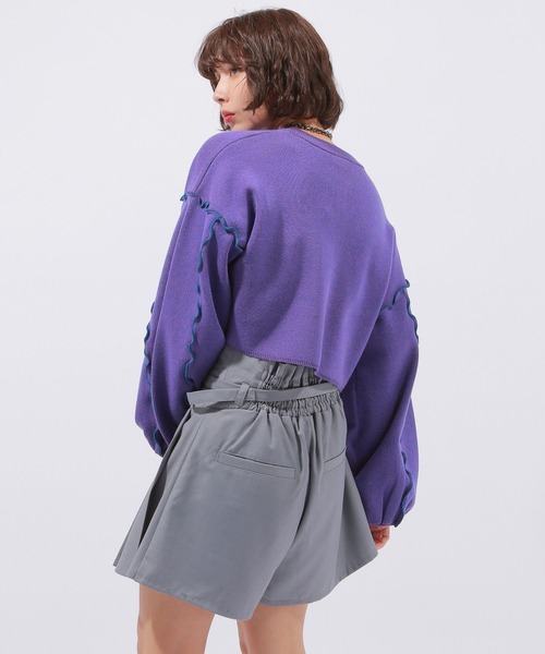 PAGEBOY(ページボーイ)の「ハイショクメローショートカーディガン(カーディガン/ボレロ・レディース・パープル系その他/オフホワイト/ブラック・FREE)」の15枚目の写真