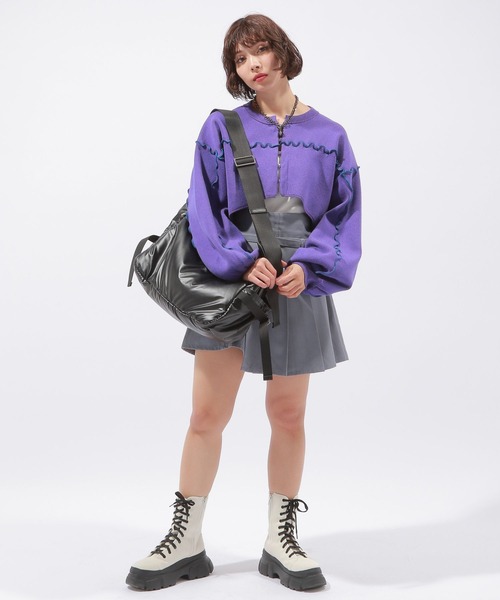 PAGEBOY(ページボーイ)の「ハイショクメローショートカーディガン(カーディガン/ボレロ・レディース・パープル系その他/オフホワイト/ブラック・FREE)」の16枚目の写真