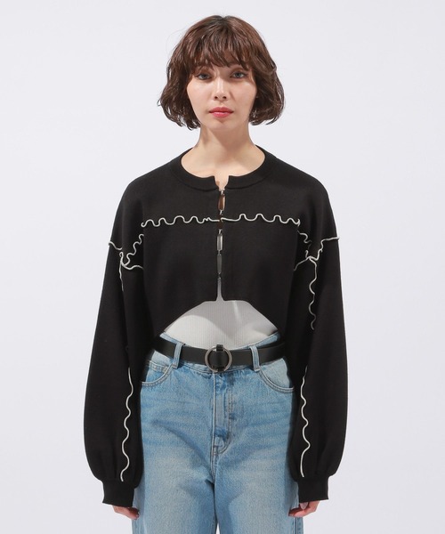 PAGEBOY(ページボーイ)の「ハイショクメローショートカーディガン(カーディガン/ボレロ・レディース・パープル系その他/オフホワイト/ブラック・FREE)」の17枚目の写真