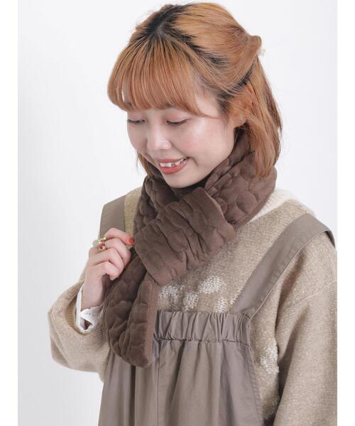 Samansa Mos2（サマンサ モスモス）の「花キルトティペット（ストール/ショール・レディース・ブラウン/オフホワイト・F）」の2枚目の写真