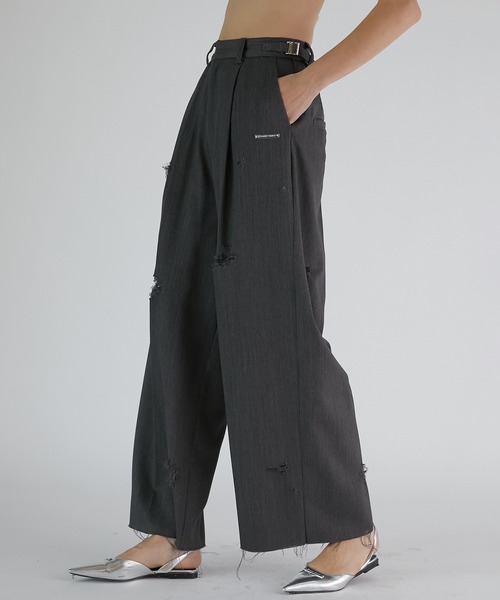 PRANK PROJECT（プランクプロジェクト）の「ダメージタックワイドパンツ / Damaged Tack Wide Pants（その他パンツ・レディース・ブラック/グレー・36/38）」の11枚目の写真