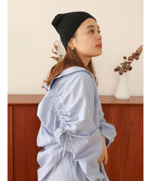 Ungrid（アングリッド）の「リネン混ニット帽（ニットキャップ/ビーニー・レディース・ブラック/アイボリー/チャコールグレー・FREE）」の7枚目の写真