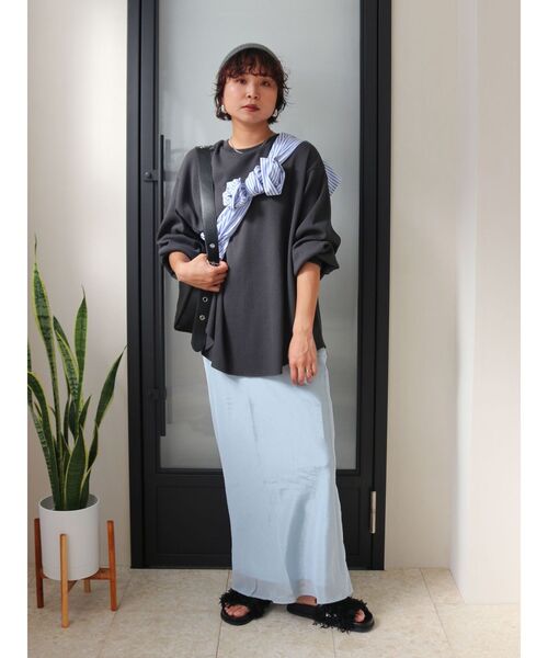 Ungrid（アングリッド）の「リネン混ニット帽（ニットキャップ/ビーニー・レディース・ブラック/アイボリー/チャコールグレー・FREE）」の12枚目の写真