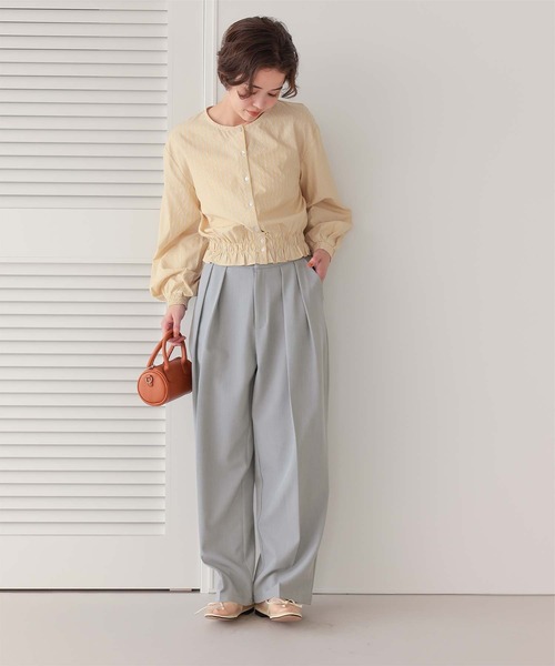 titivate(ティティベイト)の「インタックセンタープレスワイドパンツ(スラックス・レディース・ブラック/グレー/ベージュ/ピンク/オフホワイト/ダークブラウン/チャコール/ネイビー・PS(XS-S)/L/M/TM/S)」の12枚目の写真