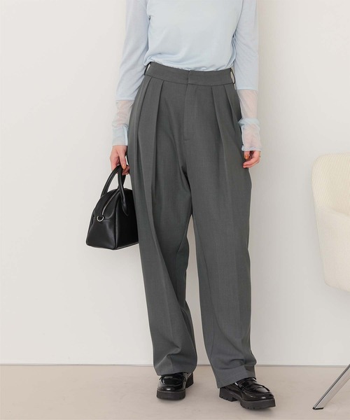 titivate(ティティベイト)の「インタックセンタープレスワイドパンツ(スラックス・レディース・ブラック/グレー/ベージュ/ピンク/オフホワイト/ダークブラウン/チャコール/ネイビー・PS(XS-S)/L/M/TM/S)」の18枚目の写真