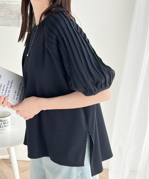 classicalelf(クラシカルエルフ)の「カジュアルな中にも上品さを。綿100% 袖山タックラグラン半袖Tシャツ(シャツ/ブラウス・レディース・アイボリー/ブラック/ネイビー/ホワイト/ブルー/ブラウン・X-LARGE/SMALL/MEDIUM/LARGE)」の8枚目の写真