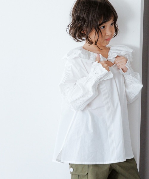 LOWRYS FARM（ローリーズファーム）の「レースエリブラウスＬＳ　996641（シャツ/ブラウス・キッズ・ホワイト/ブラック/レッド・110cm/120cm/130cm/140cm/150cm）」の7枚目の写真