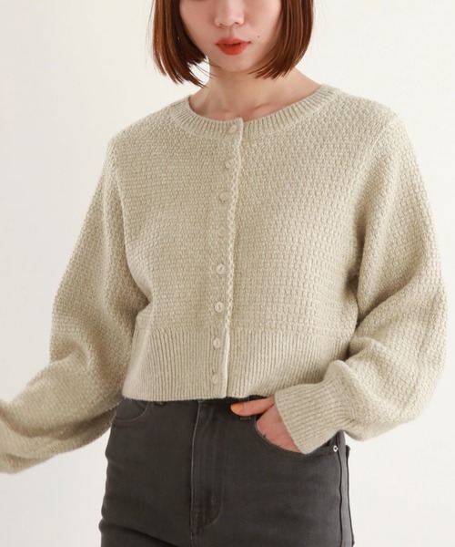 archives（アルシーヴ）の「2WAYウェーブラメニットカーディガン（カーディガン/ボレロ・レディース・グレー/アイボリー/ピンク・MEDIUM）」の2枚目の写真