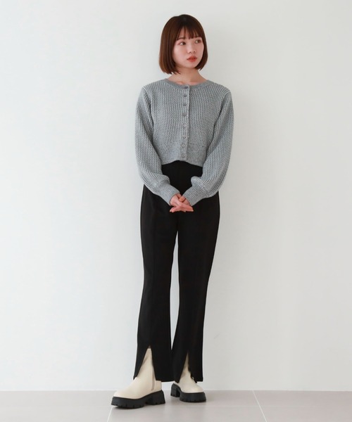 archives（アルシーヴ）の「2WAYウェーブラメニットカーディガン（カーディガン/ボレロ・レディース・グレー/アイボリー/ピンク・MEDIUM）」の21枚目の写真
