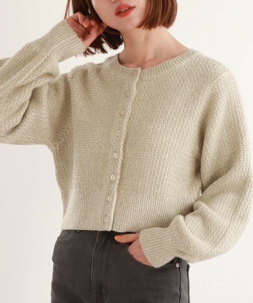 archives（アルシーヴ）の「2WAYウェーブラメニットカーディガン（カーディガン/ボレロ・レディース・グレー/アイボリー/ピンク・MEDIUM）」の5枚目の写真