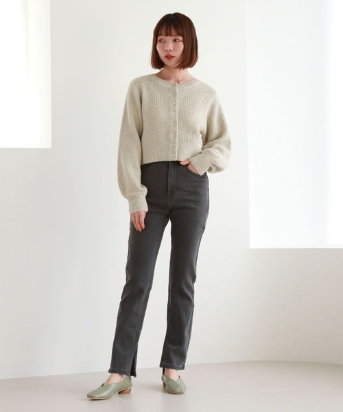 archives（アルシーヴ）の「2WAYウェーブラメニットカーディガン（カーディガン/ボレロ・レディース・グレー/アイボリー/ピンク・MEDIUM）」の8枚目の写真