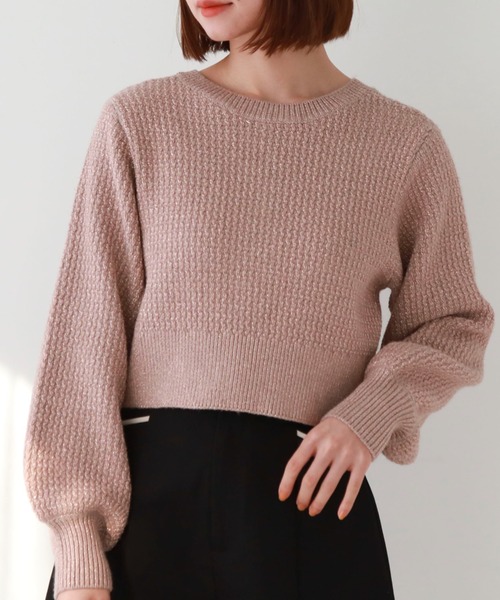 archives（アルシーヴ）の「2WAYウェーブラメニットカーディガン（カーディガン/ボレロ・レディース・グレー/アイボリー/ピンク・MEDIUM）」の11枚目の写真