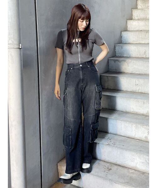 MURUA（ムルーア）の「ダブルジップカットトップス（Tシャツ