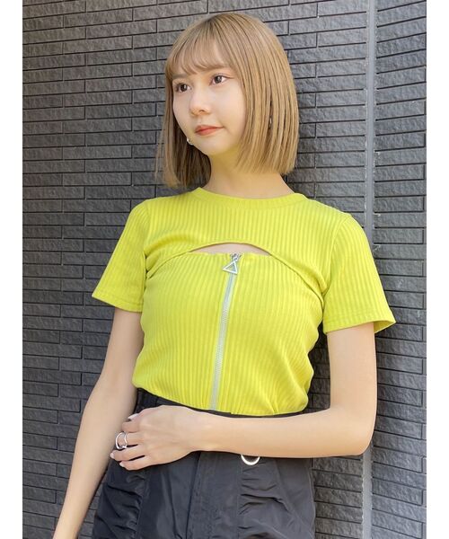 MURUA（ムルーア）の「ダブルジップカットトップス（Tシャツ