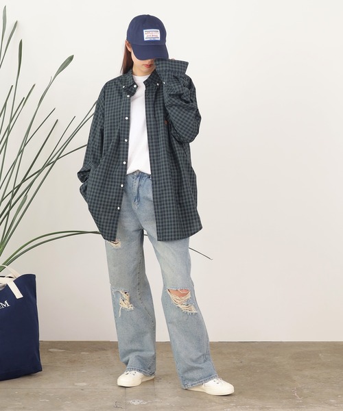 PARROTT CANVAS（パロットキャンバス）の「PARROTT CANVAS/パロットキャンバス BUTTON DOWN SHIRT-CHECK チェックボタンダウンシャツ（シャツ/ブラウス・レディース・ブラウン/グリーン・FREE）」の14枚目の写真